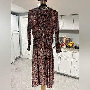 VINCE Berry Blooms Pleated Shirt Dress